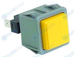 Выключатель нажимной кнопочный 28,5x28,5мм жёлт. 1NO 250В 16А присоединение плоский штекер 6,3 мм