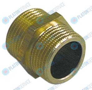 Ниппель двойной никелированная латунь  резьба 1/2" - 3/4" кол-во в уп-вке 1штук