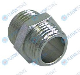 Ниппель двойной никелированная латунь  резьба 1/8" - 1/8" кол-во в уп-вке 1штук Eloma 440092