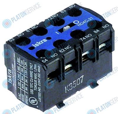Контакт вспомогательный контакты 3NO/1NC AC15 6А для контактора K03C/K07C Eloma 332690