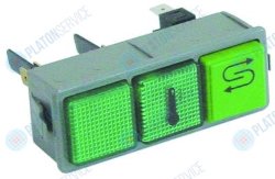 Комплект кнопок нажим. 28,5x77,5мм зелён. 1NO/лампа/лампа 250В 16А температура/регенерация
