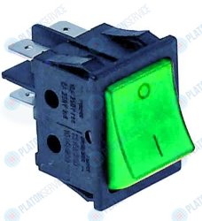 Выключатель балансирный 30x22мм зелён. 2NO 250В 16А освещён. 0-I Eloma E320032